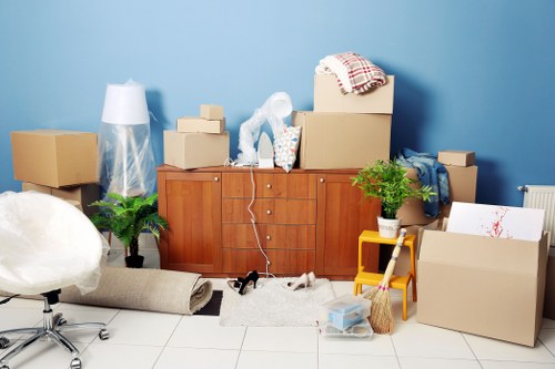 Home moving service in Andstorage with packed boxes ready for transport